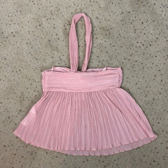 Zara Ballet Pink Pleated Halter Top Flowy Fairy Whimsical Size XS Women's - Picture 4 of 5